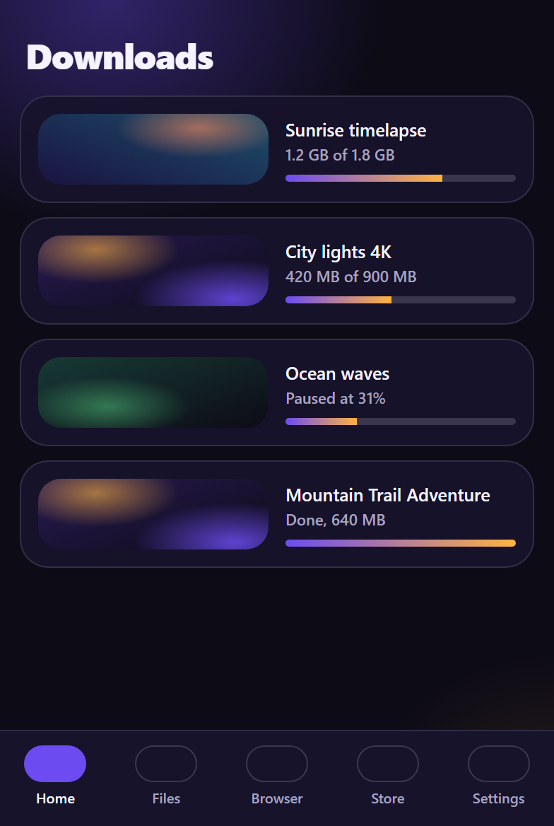 Downloads with progress bars