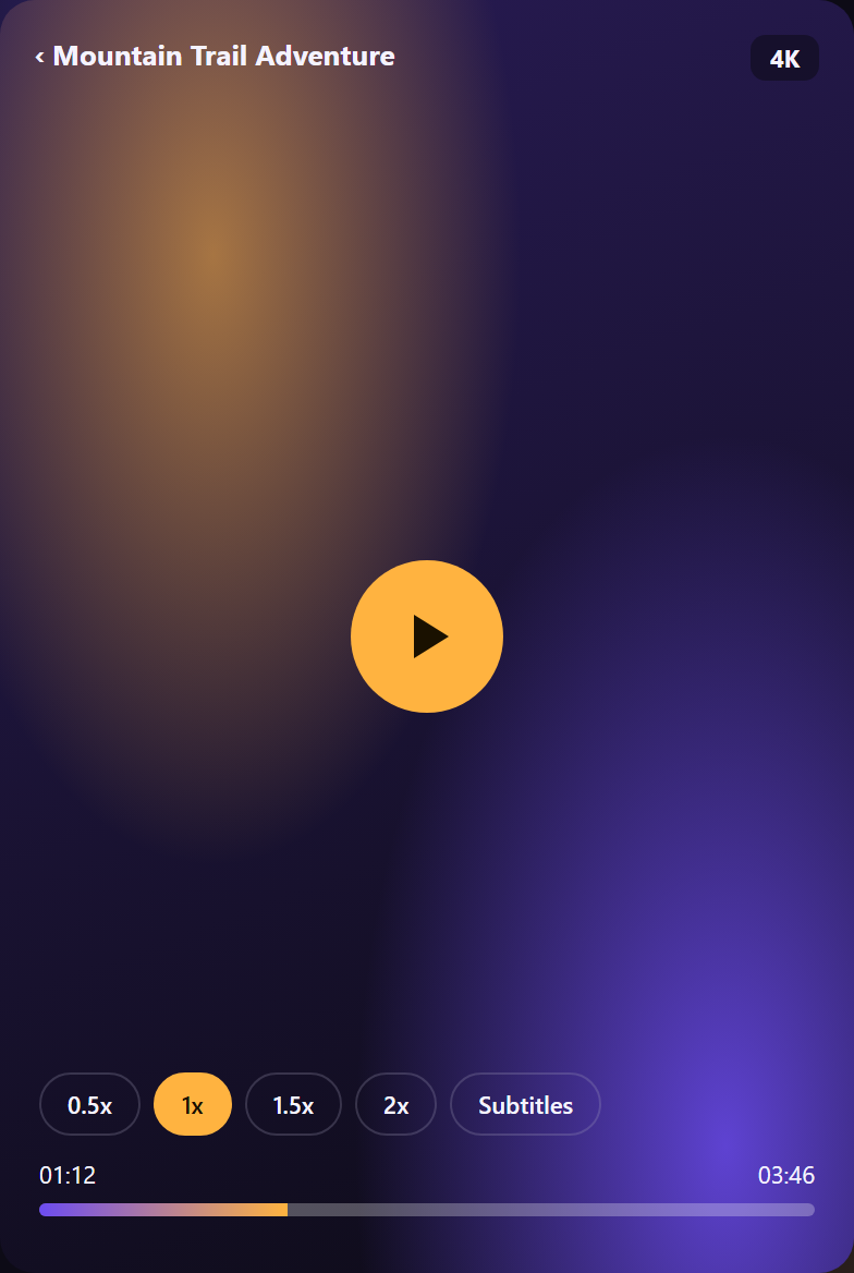 Video player with speed controls and an amber seek bar